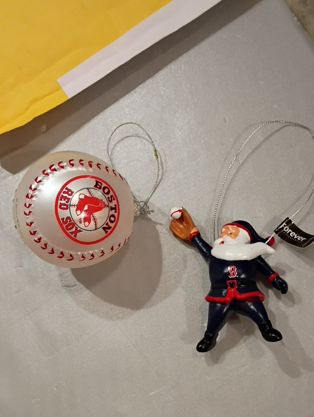Vintage Boston Red Sox Baseball Ornament 2007 & Santa Player 2015